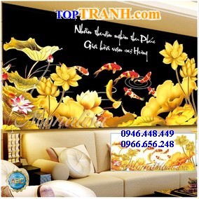 Tranh gắn đá cửu ngư quần hội